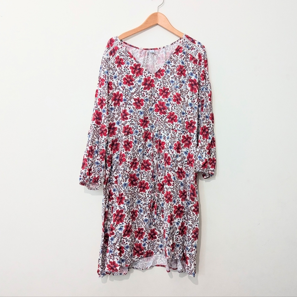 Old Navy Floral‎ Long Sleeve V Neck Midi Dress Size L
